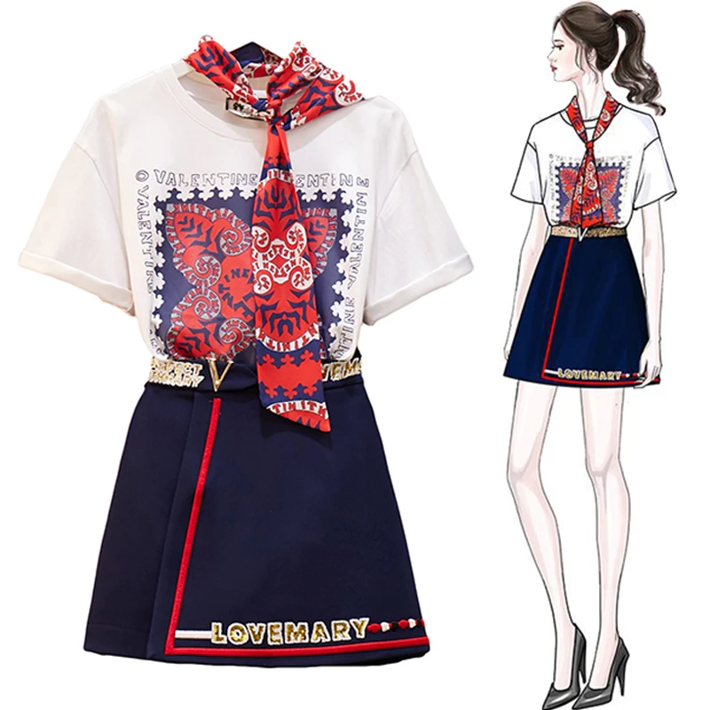 Trytree летний женский комплект из двух предметов модный шарф с круглым вырезом и