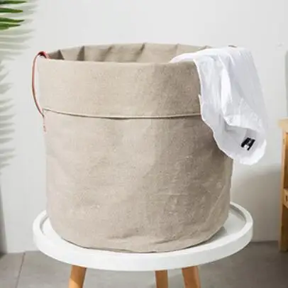 Khaki New Solid color series Folding Waterproof Laundry Hamper Clothes Storage Basket Home decoration barrel kids toy organizer bucket - Цвет: Khaki