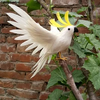 simulation parrot bird white feathers cockatoo bird about 18x25cm spreading wings hard modelhome garden decoration gift s1190