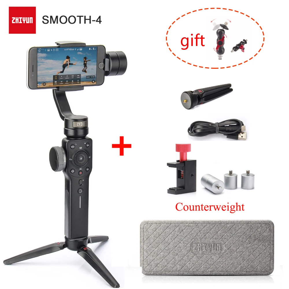 Zhiyun Smooth 4 3 осевой Ручной Стабилизатор с противовесом для смартфона|Риги и упоры| |