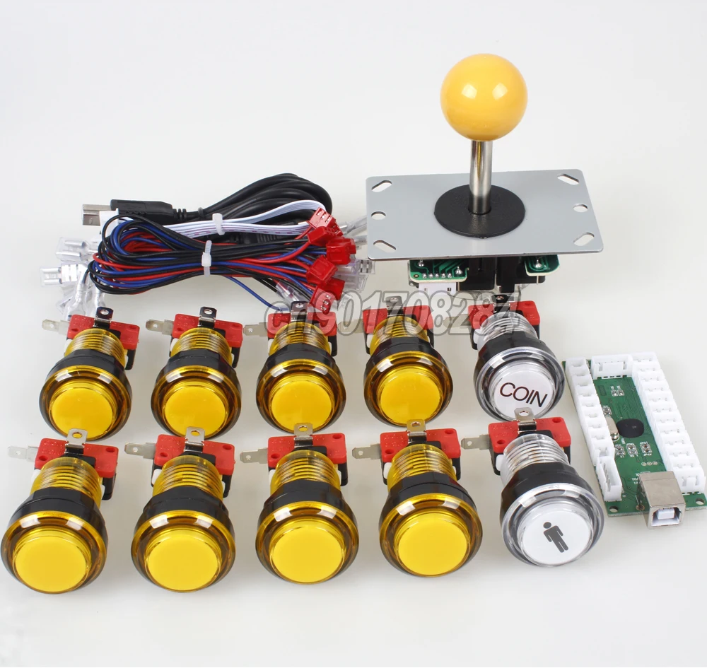 Аркадная панель управления 5Pin джойстик+ 10 x светодиодный кнопочный+ USB кодер для Raspberry Pi Retropie 3 Модель B проект DIY kit