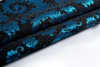 blue feathers brocade fabric damask jacquard apparel costume upholstery furnishing curtain materil patchwork fabric 75cm50cm