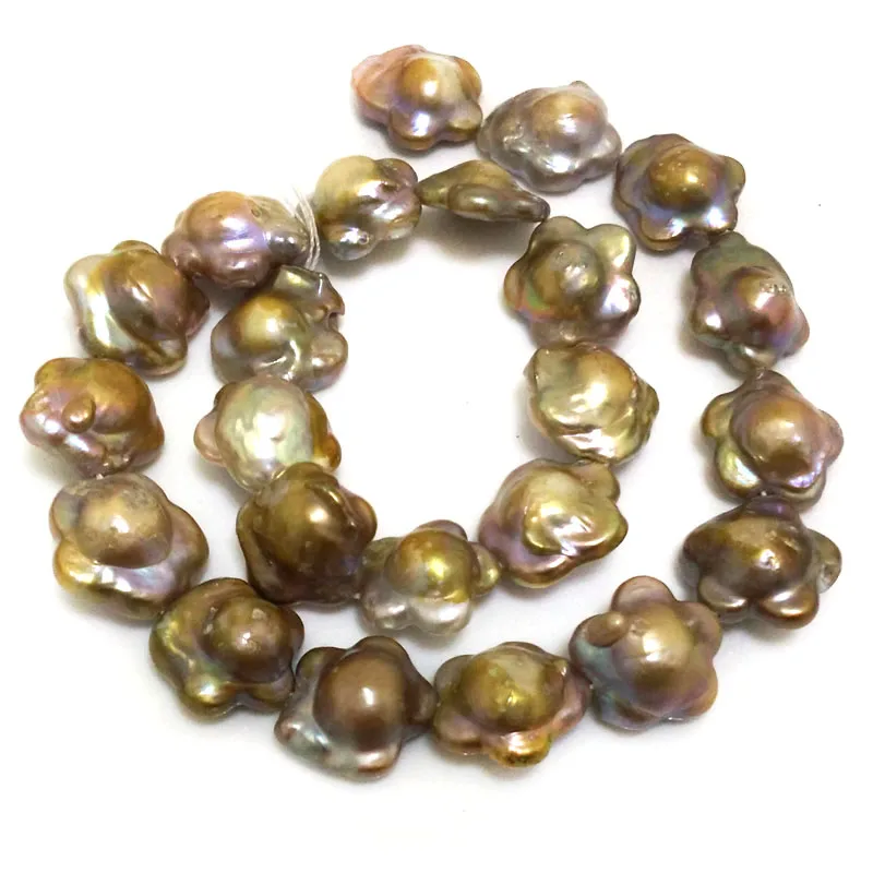 

16 inches 16-17mm Natural Lavender Flower Shaped Nucleated Baroque Pearl Loose Strand