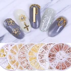 Розовые, золотые, серебряные 3D Типсы для ногтей своими руками, прозрачные шарики, блестящие стразы белого цвета, цветные украшения для ногтей в колесах