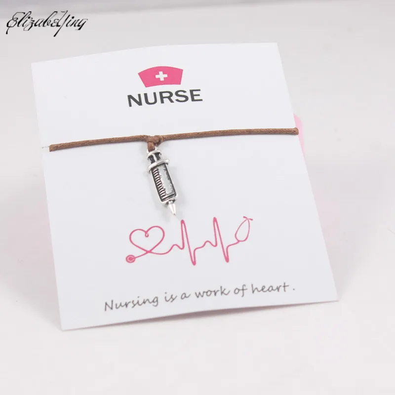 Модный очаровательный стетоскоп воск шнур регулируемые браслеты с подвесками