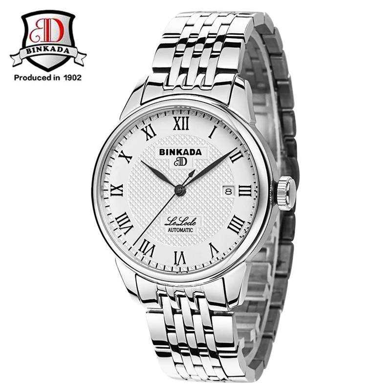 BINKADA Топ бренд класса люкс королевский дизайн черные стальные часы Montre Homme