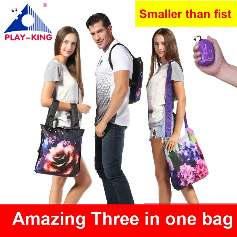 PLAYKING  Foldable bag Travel mini Backpack Printing Male Waterproof Women men school backpacks for girls teenagers sac a dos