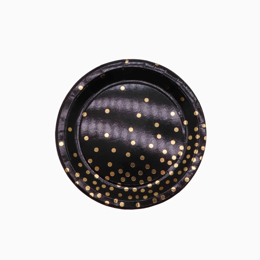 gold foil black disposable tableware party cup paper plate birthday supplies wedding decoration kids | Дом и сад