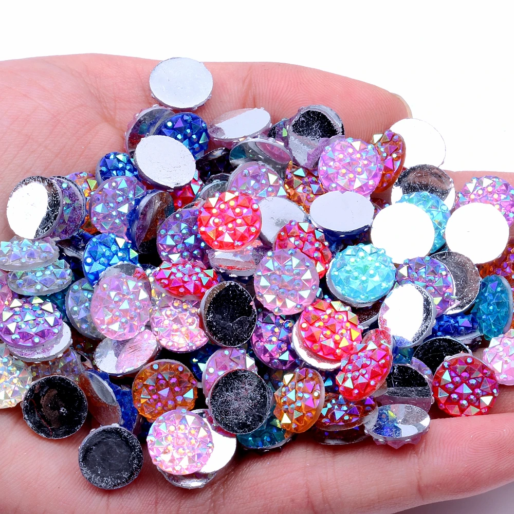 

10mm About 500pcs AB Colors Round Shape Resin Flatback Rhinestone DIY Crafts Jewelry Making Wedding Garment Shoes Decorations