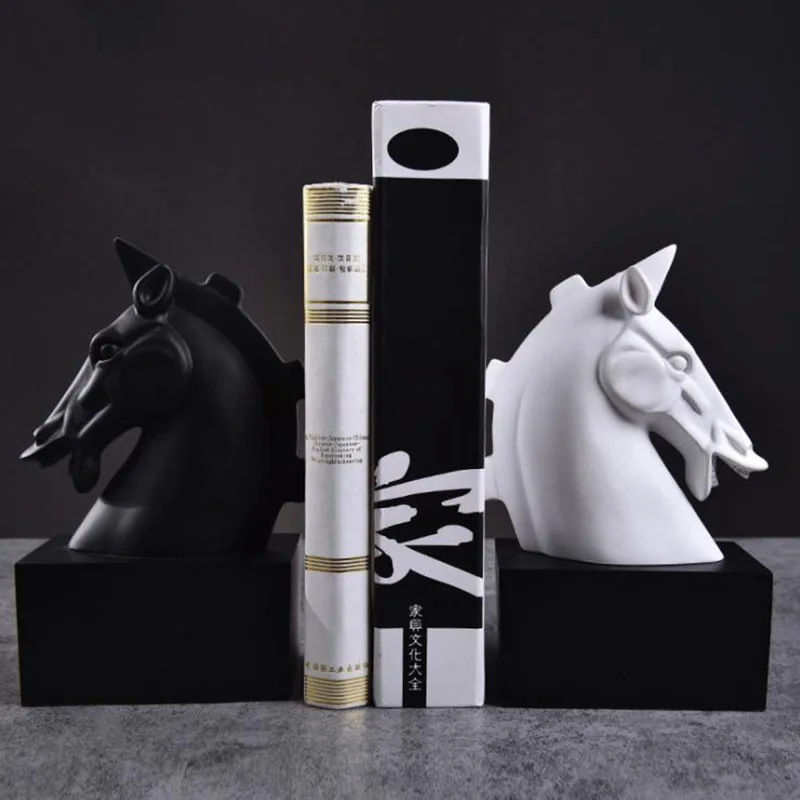 1 pair Creative  Horse Design Resin Bookend Shelf Bookend Holder Office School Supplies Stationery Gift Home Decoration