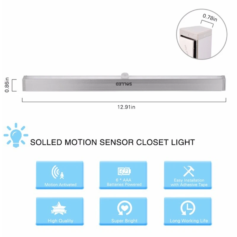 20LED беспроводной PIR датчик движения на батарейках Ночной светильник настенный