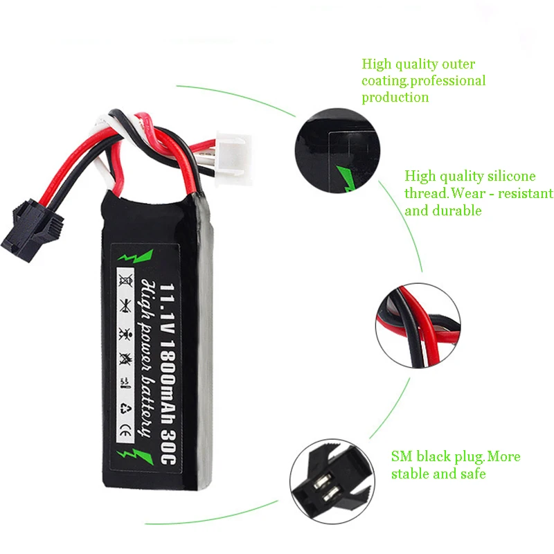 Игрушки ZhenDuo 11,1 V 1800mAh 2000mAh 7,4 V 30C батарея для гелевого шара бластерный игрушечный пистолет Jinming Gen8 M4a1 шрам