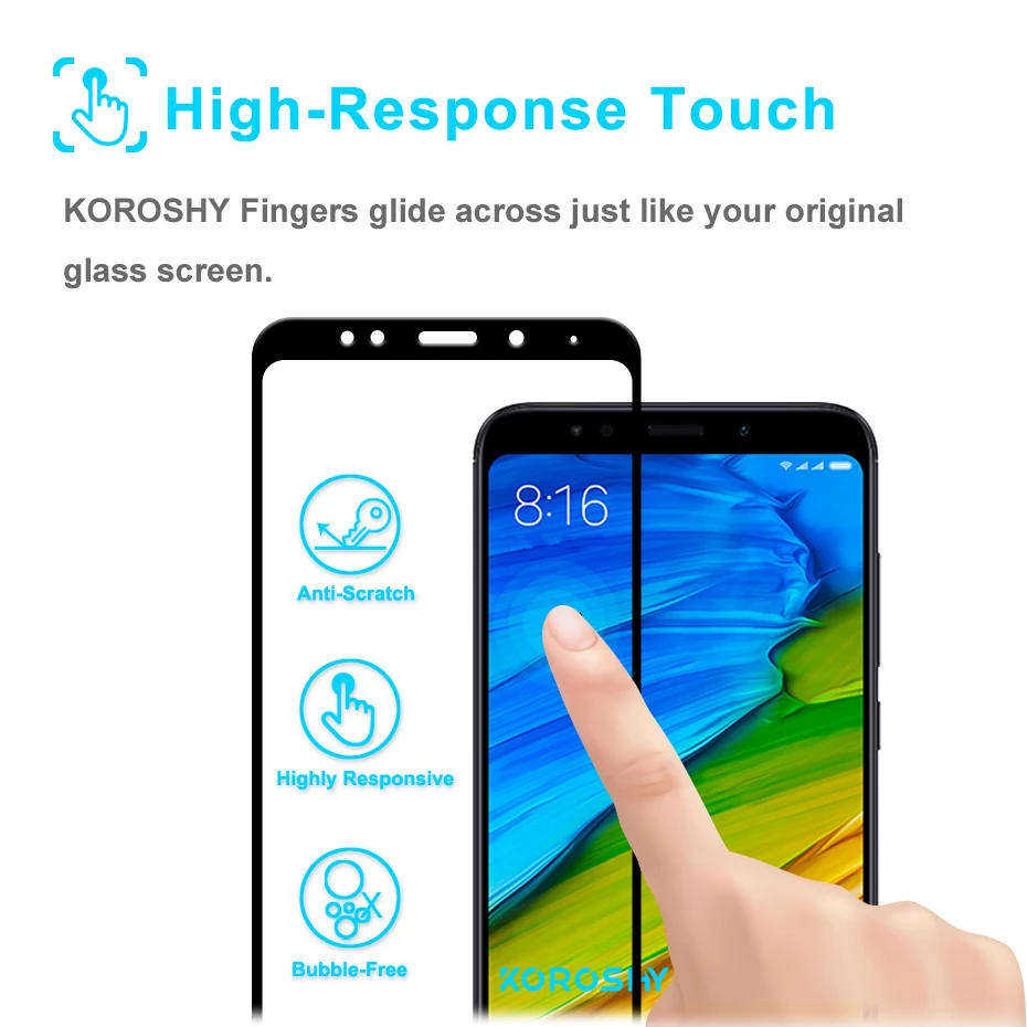 KOROSHY полное покрытие закаленное стекло для Xiaomi Redmi 5 Plus Redmi5 Xiomi защита экрана
