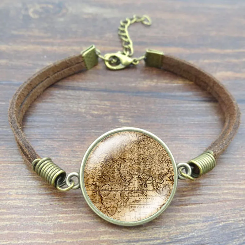 Модные Винтажные морской возраст карта время подвеска с драгоценным камнем