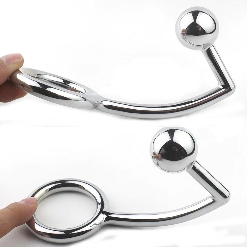 Beeger Good quality Stainless Steel Metal Anal Hook with Penis Ring for male Plug Chastity Lock Fetish Cock | Красота и здоровье