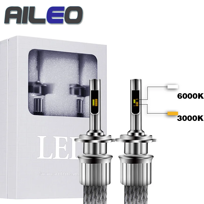 AILEO LED H7 H1 H3 H4 H8 H9 H11 9005 9006 9012 6000K Автомобильная фара 4300K противотуманная 11000LM авто led