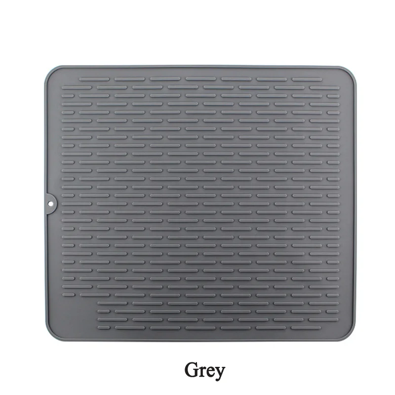 Grey Новая силиконовая настольная салфетка коврик для сушки посуды кухонный коврик для сушки Антибактериальный коврик прочный держатель для горшка дренажный пищевой коврик - Цвет: Grey