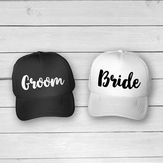 custom bride and groom Couple Snapback trucker hats caps Bachelorette wedding favor gifts bridal shower party decorations | Дом и сад