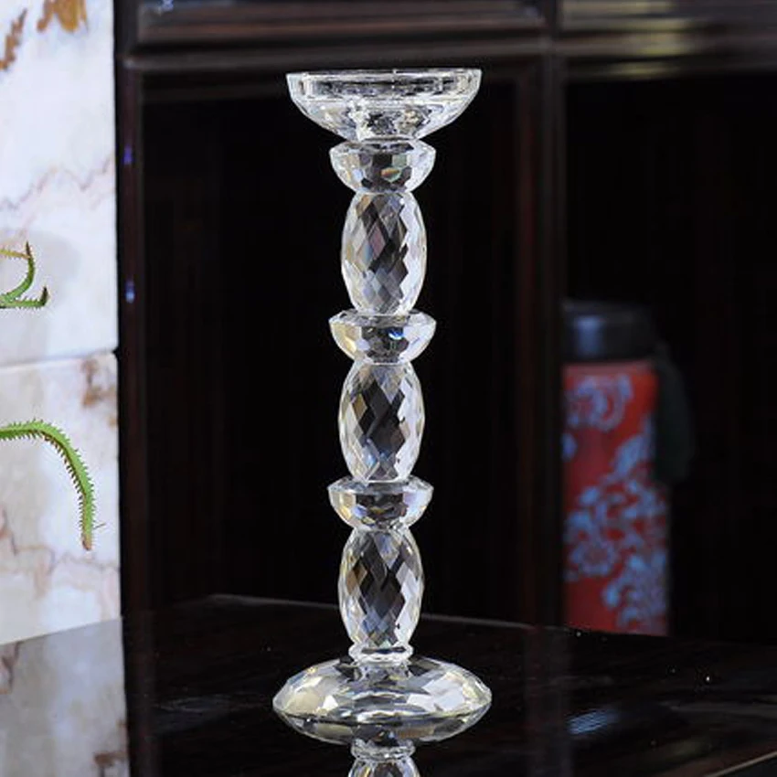 Europe Crystal Glass Candle Holders Stick Column Candelabra Christmas Candlestick Crafts Wedding Home Decoration Accessories | Дом и сад