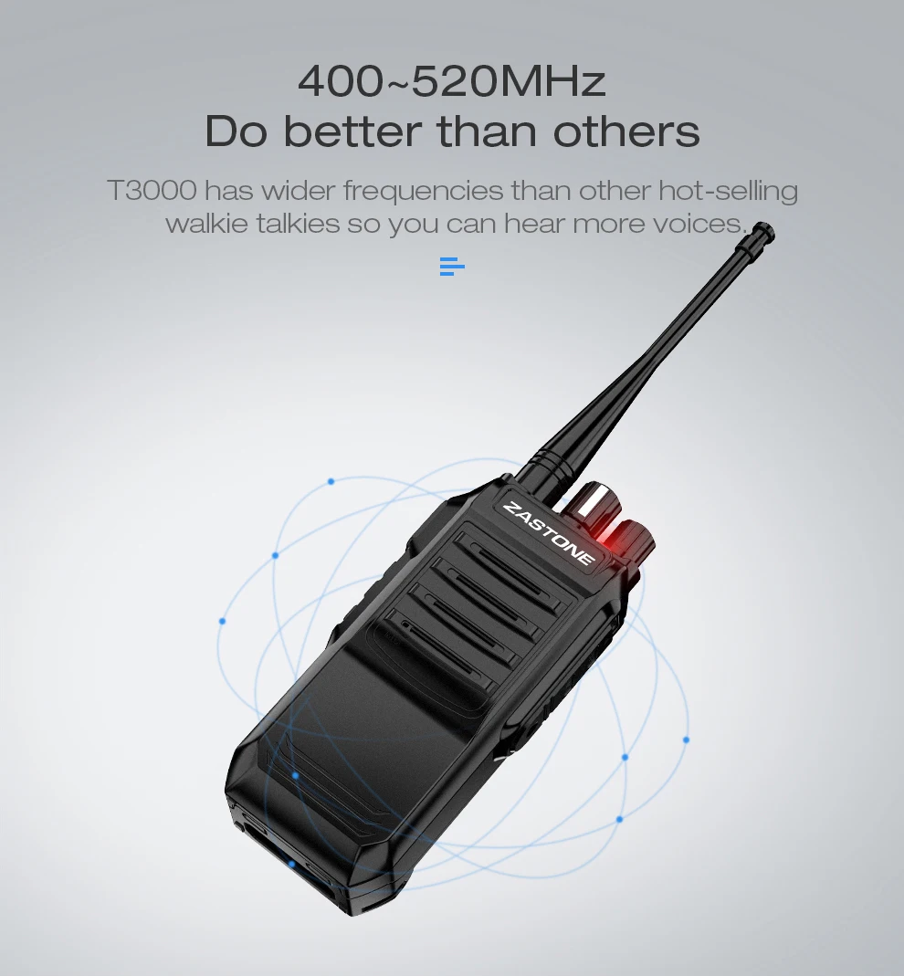 Zastone T3000 6W UHF 400-520mhz Walkie Talkie профессиональная CB радиостанция портативная охотничья радиостанция