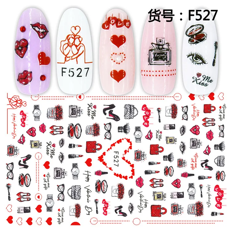 Новинка F series 527 528 сексуальные дизайнерские наклейки для ногтей 3d парфюм наклейка