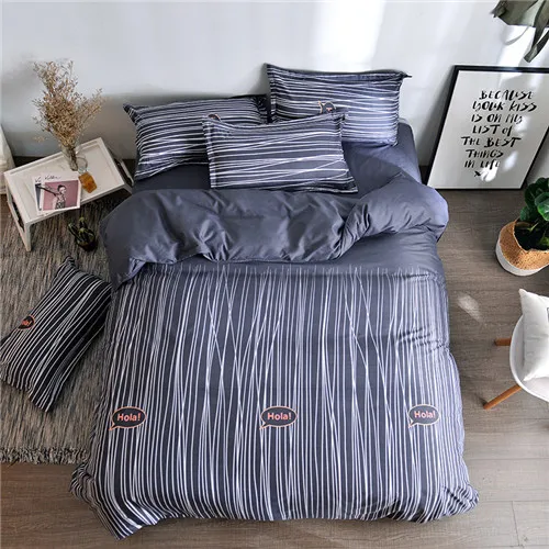 stripe blue grey Черный геометрический Постельное белье 3/4 шт постельное белье домашний текстиль постельное белье AB sidebedclothes современный простынь и наволочки) queen кровать - Цвет: stripe blue grey