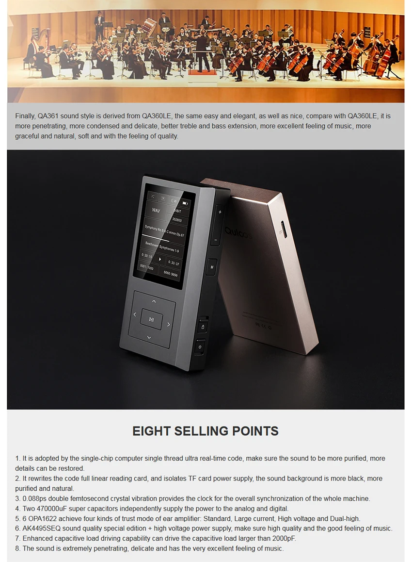 QLS QA361 HiFi без потерь чистый звук DSD жесткий код музыкальный плеер MP3 двойной фемтосекундные часы AK4495SEQ ЦАП чипы 6* OPA1622 3800mAH