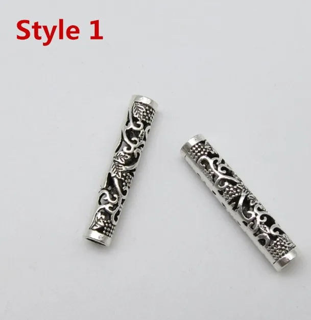 2pcs Style 1 2 шт./упак. из тибетского серебра разных 8 видов стилей, подвязанные лентой, с объемной волной, дредлоки, для увеличения объема, бусины кольца трубки около 4,2-5,2 мм Внутреннее отверстие аксессуары - Цвет: 2pcs Style 1