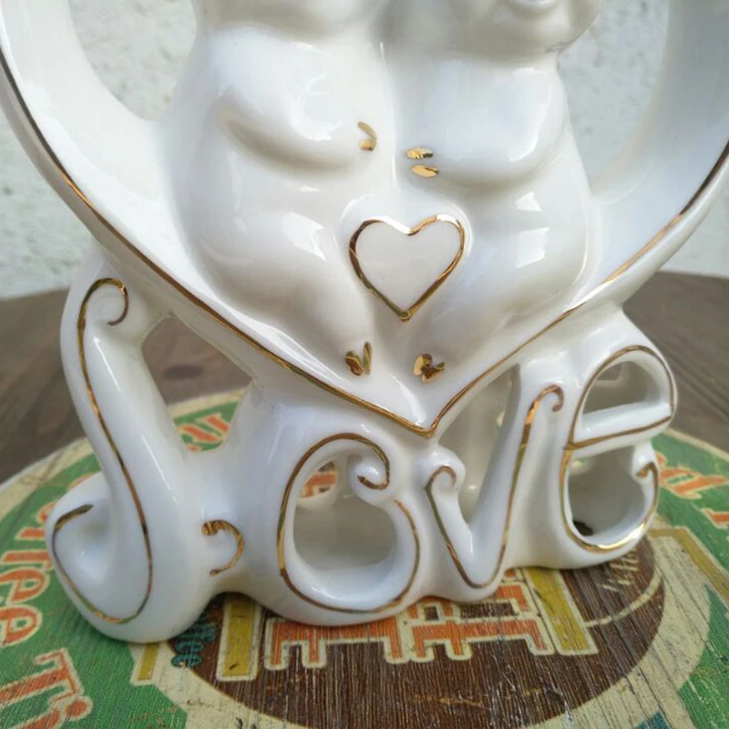 Creative Heart-shaped Ceramic Couple Pig Miniature Ornaments Wedding Gifts Europe Pigs Figurines Home Decoration Desktop Crafts | Дом и сад