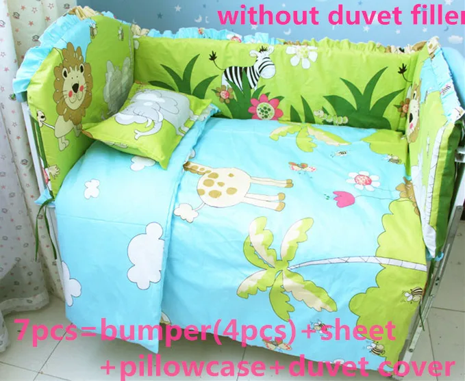 

6/7PCS baby bed set Bed Bumper Kids Happy cartoon Cute Baby Crib bedding set tour de lit bébé ,Duvet Cover,120*60/120*70cm