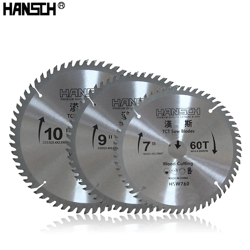 Твердосплавные дисковые пилы HANSCH 7 ''/9''/10 ''дисковые 60 зубцов для работы