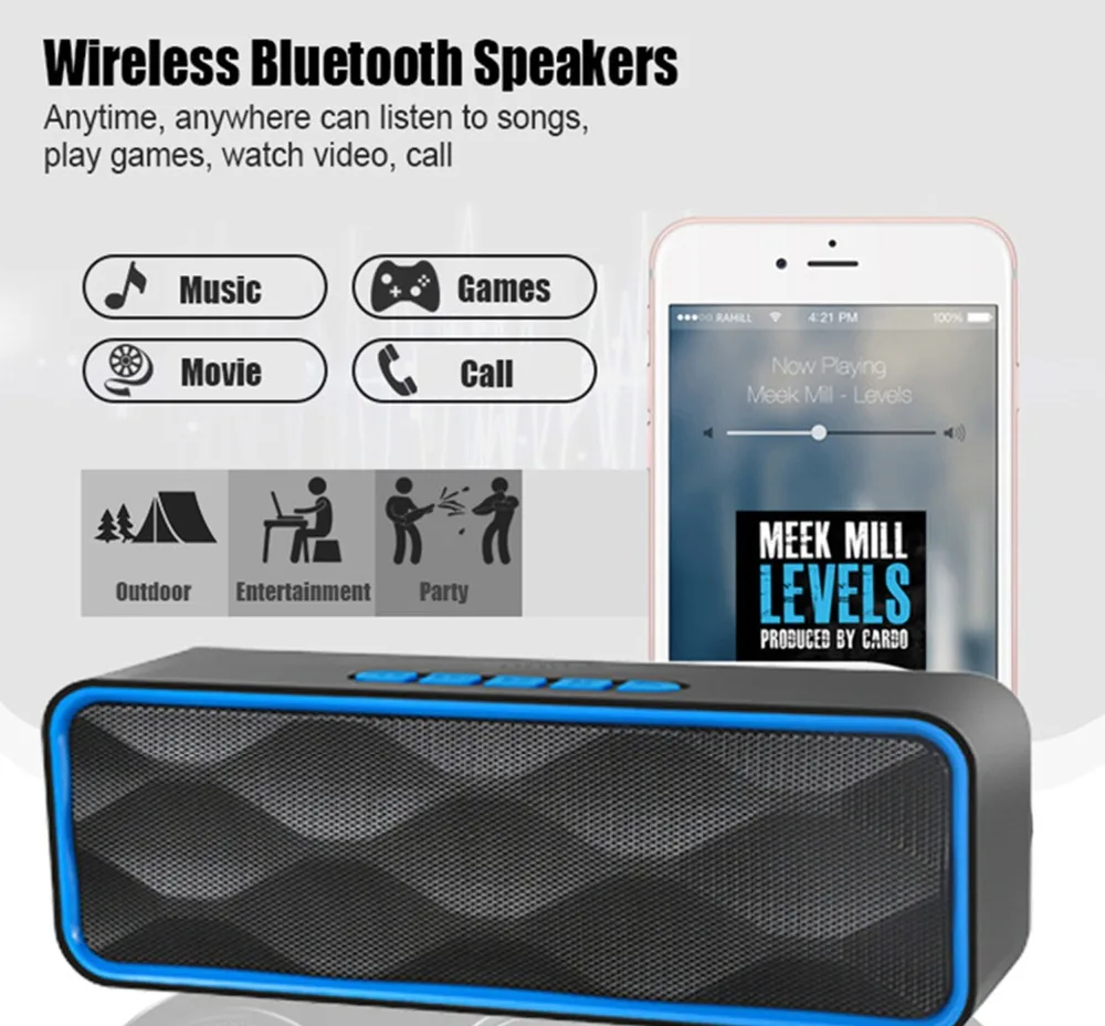 Joinrun беспроводной Bluetooth динамик Портативный громкой связи USB TF карты FM Радио стерео звук двойной сабвуфер плеер