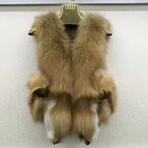 red fox Горячая Распродажа, женский жилет из натурального Лисьего меха, натуральный мягкий Лисий мех, куртка без рукавов, Женский качественный теплый жилет из натурального Лисьего меха - Цвет: red fox