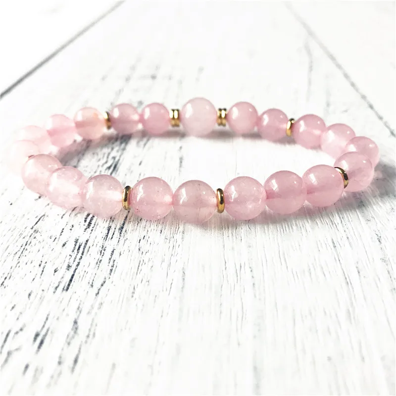 Женский эластичный браслет Rosequartz розовый с бусинами для йоги новинка 2019|Браслеты
