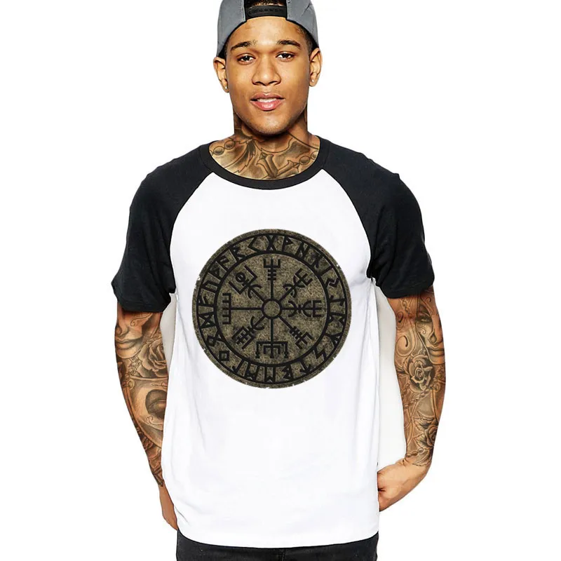 2018 винтажные VEGVISIR futark Runes исландские Волшебные защитные Odin Vikings Мужские футболки