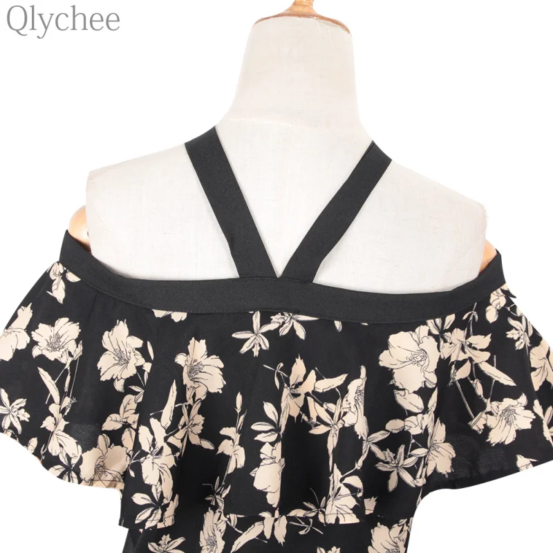 Qlychee летний сексуальный женский топ с открытыми плечами цветочным принтом