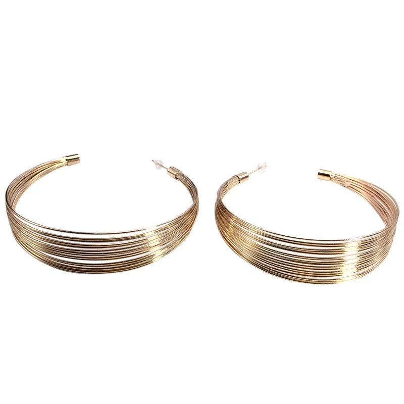 Металлические серьги в виде больших кругов стальные иглы гипоаллергенные ушные