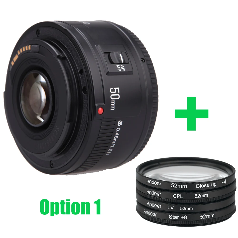 Объектив YongNuo YN50mm EF f/1 8 AF 1:1 Стандартные объективы для камеры апертура автофокус