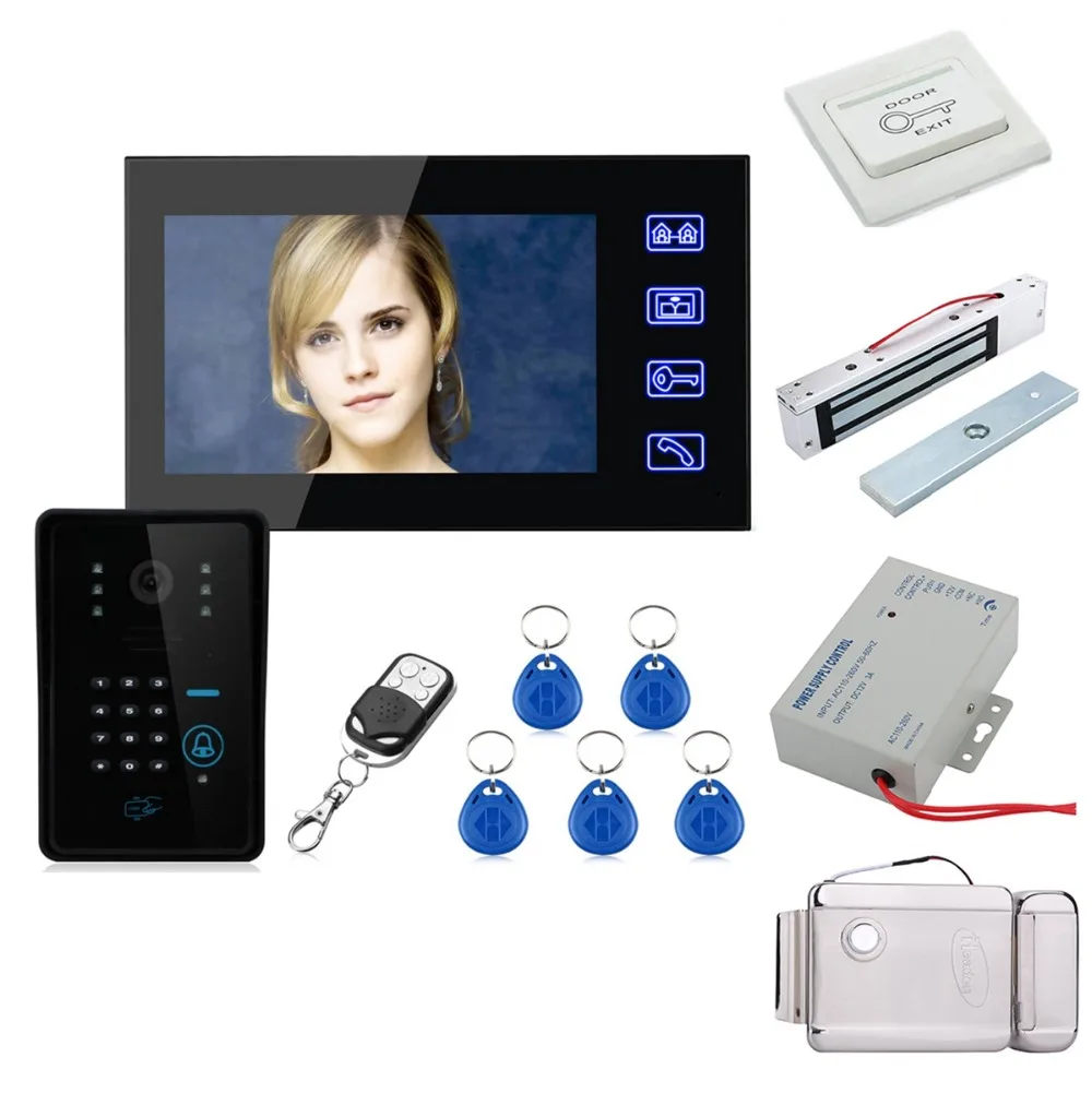 Домашний набор сенсорных клавиш 7 &quotLcd RFID пароль видео домофон система камеры 1000