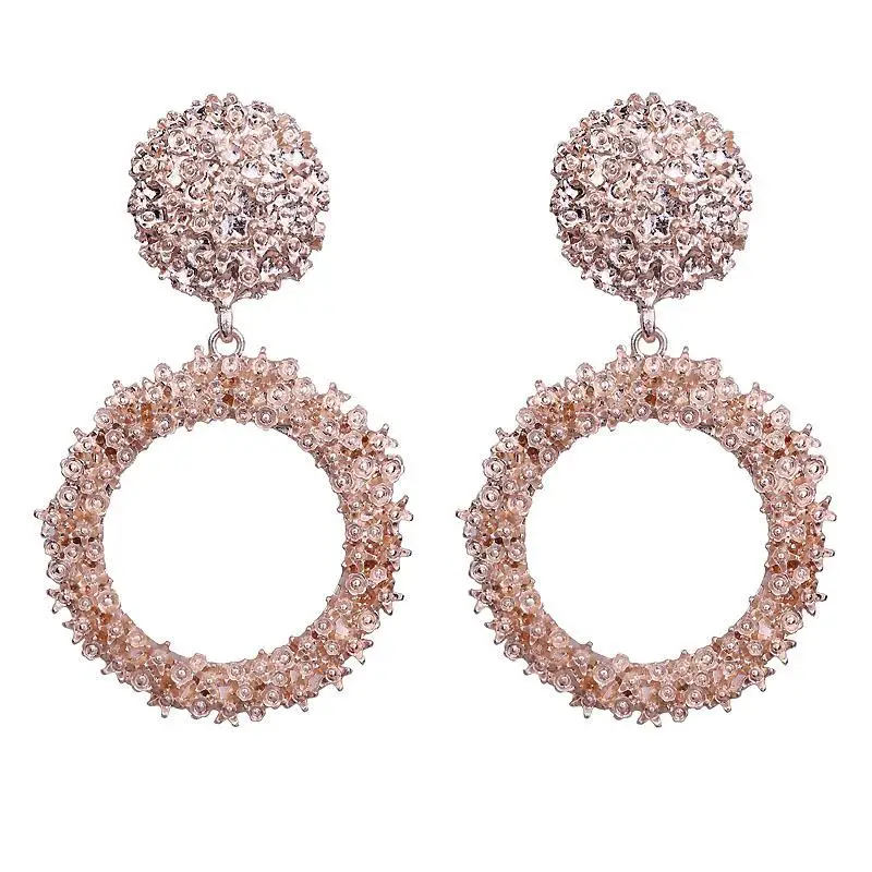 2 rose gold color Большие серьги, Преувеличенные матовые серьги-гвоздики для женщин, металлические серьги, золото, серебро, цвет черный, желтый, красный, серьги, креативное ювелирное изделие - Окраска металла: 2 rose gold color