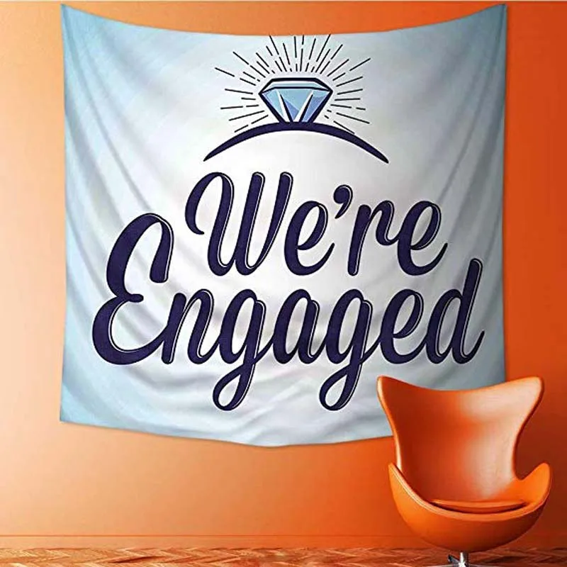

Tapestry Wall Hanging Mysterious Tapestry Engaged Wedding Ring Sky Blue and Tapestry Art for Home Deco