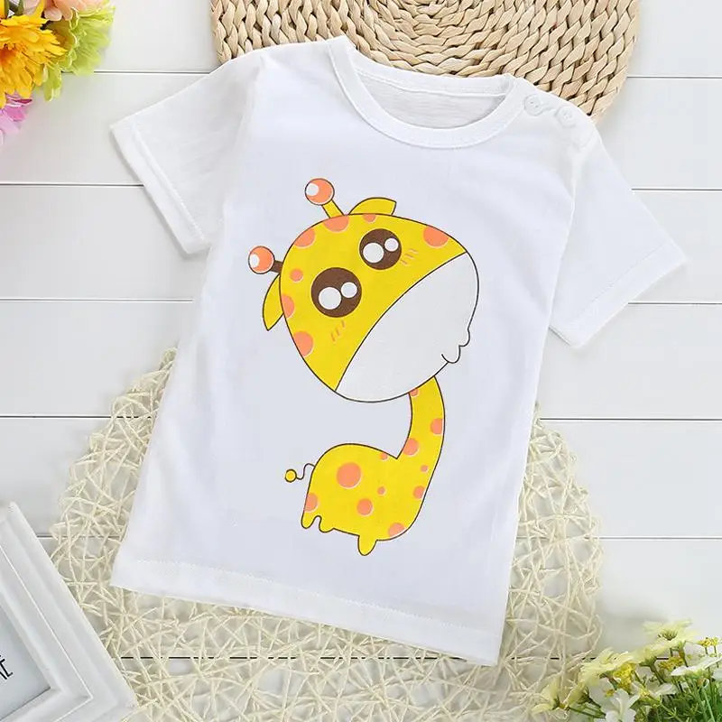 Футболка MUABABY для мальчиков и девочек с мультяшным принтом коротким рукавом