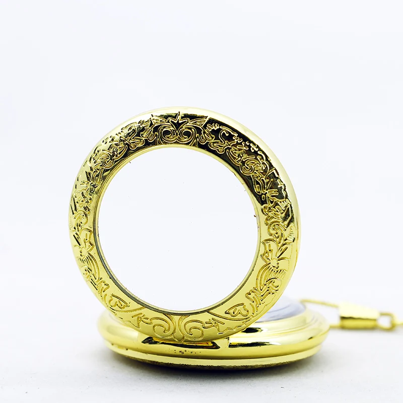 Exquisite Luxury Gold Pattern Mechanical Pocket Watch Retro Men's and Women's Chain Necklace Pendant Accessories Clock