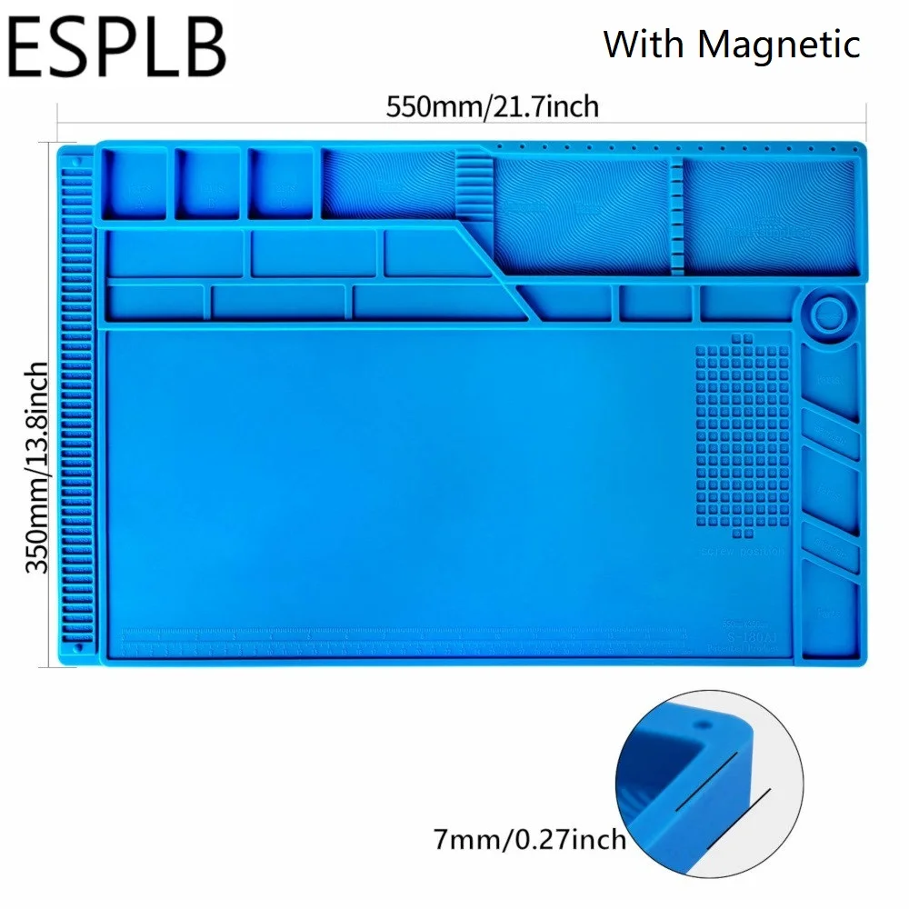 550mmx350mm ESPLB 550 мм x 350 мм Большой изоляционный коврик кремниевый коврик для пайки электронный ремонт Магнитный рабочий коврик устойчивая платформа станция - Цвет: 550mmx350mm