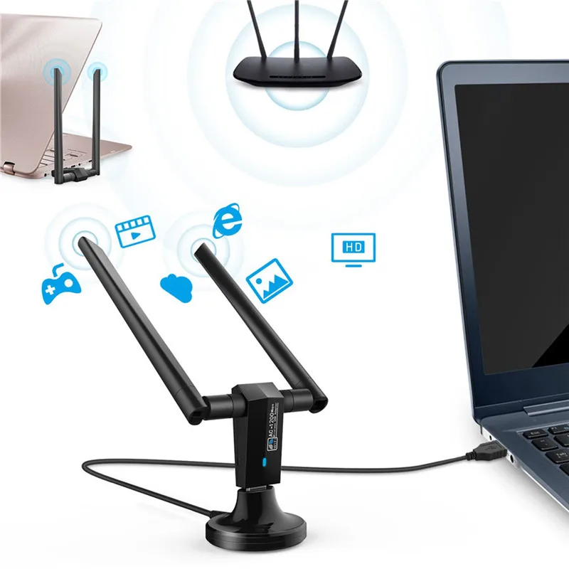 Binmer сетевой 1200 Мбит/с беспроводной USB3.0 WiFi адаптер двухдиапазонный 2 4 ГГц/5 ГГц USB 3 0