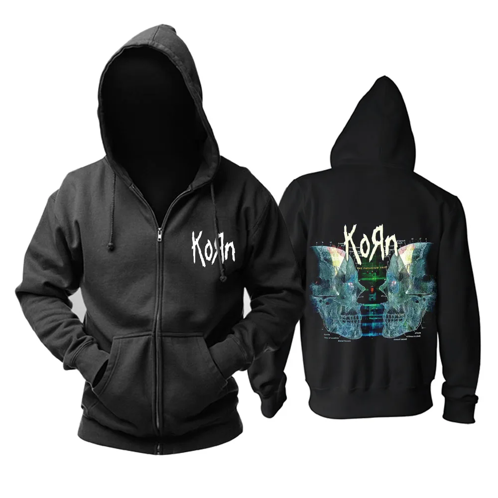 Черная мужская толстовка с капюшоном из тяжелого металла Bloodhoof Korn Nu Азиатский