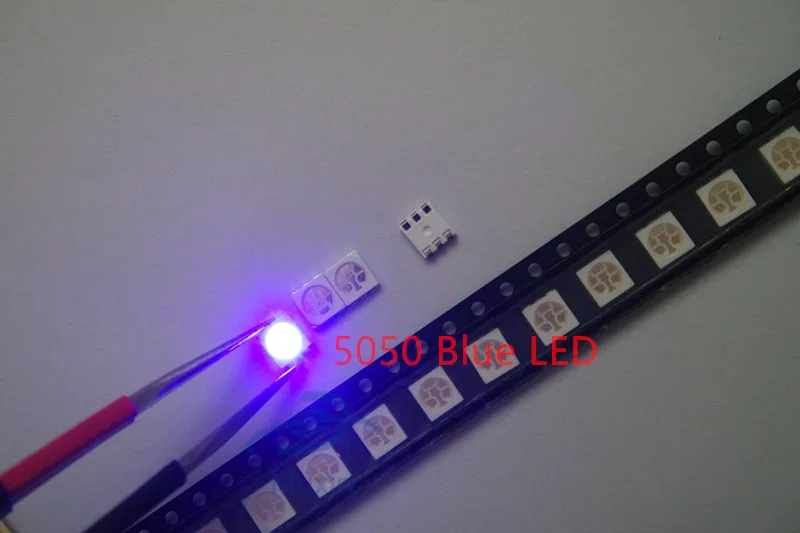 50 шт. светодиод 5050 Синий smd/smt PLCC 6 3 чипы ультра яркие светодиоды высокого качества