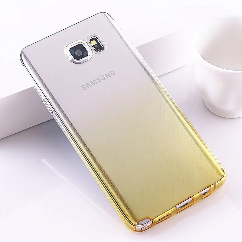 Yellow Ультратонкий Мягкий ТПУ прозрачный чехол для samsung Galaxy Note 3 Note 4 Note 5 Note 7 прозрачный градиентный чехол - Цвет: Yellow