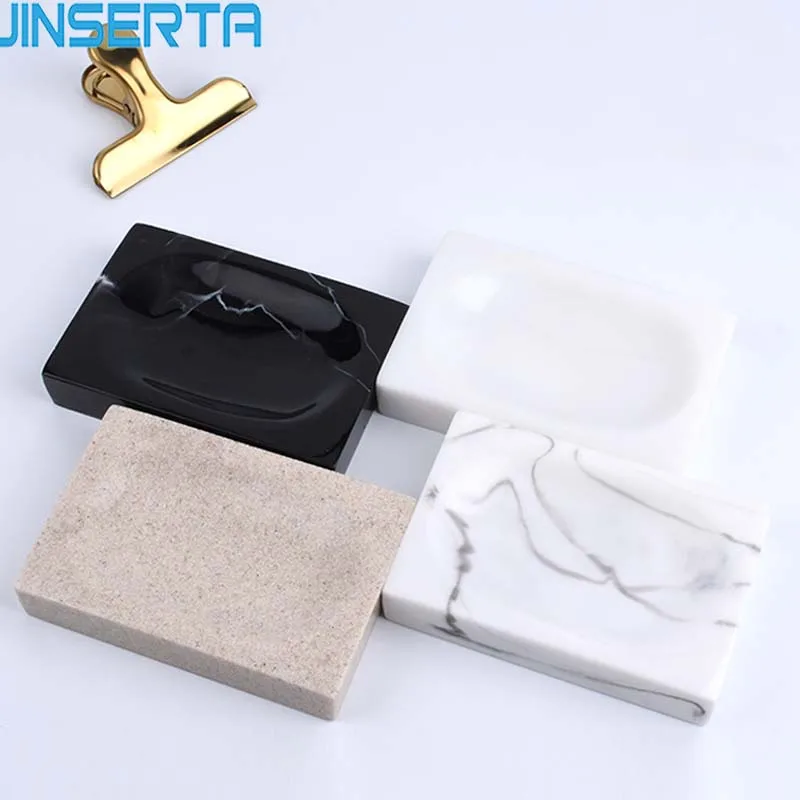 

JINSERTA Marbled Soap Box Resin Bathroom Soap Plate Creative Storage Multifunctional Tray Plate Unique Box for Home Hotel