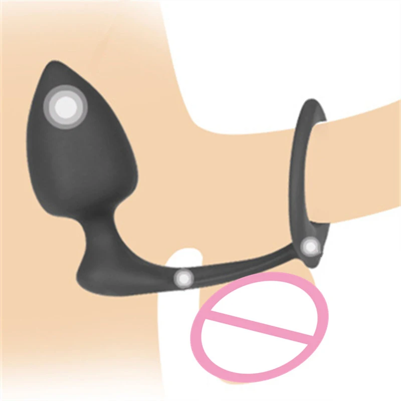 Мужской Анальная пробка с кольцом для пениса большая массаж простаты